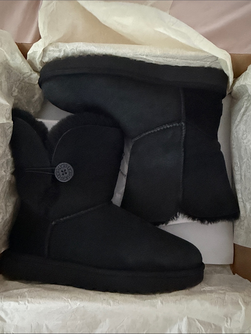 UGGS Black Button-Accent Shearling Boots - Women